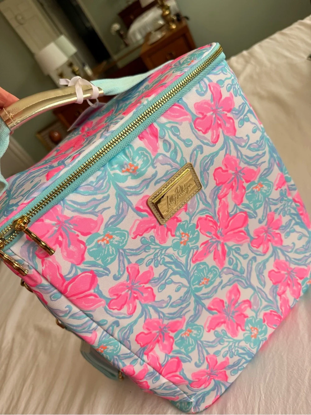 Lilly Pulitzer Blue Pink Floral Tote Bag MWT